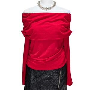 Reformation NWT 'Florentina' Red Off Shoulder Long Sleeve Top Size Medium